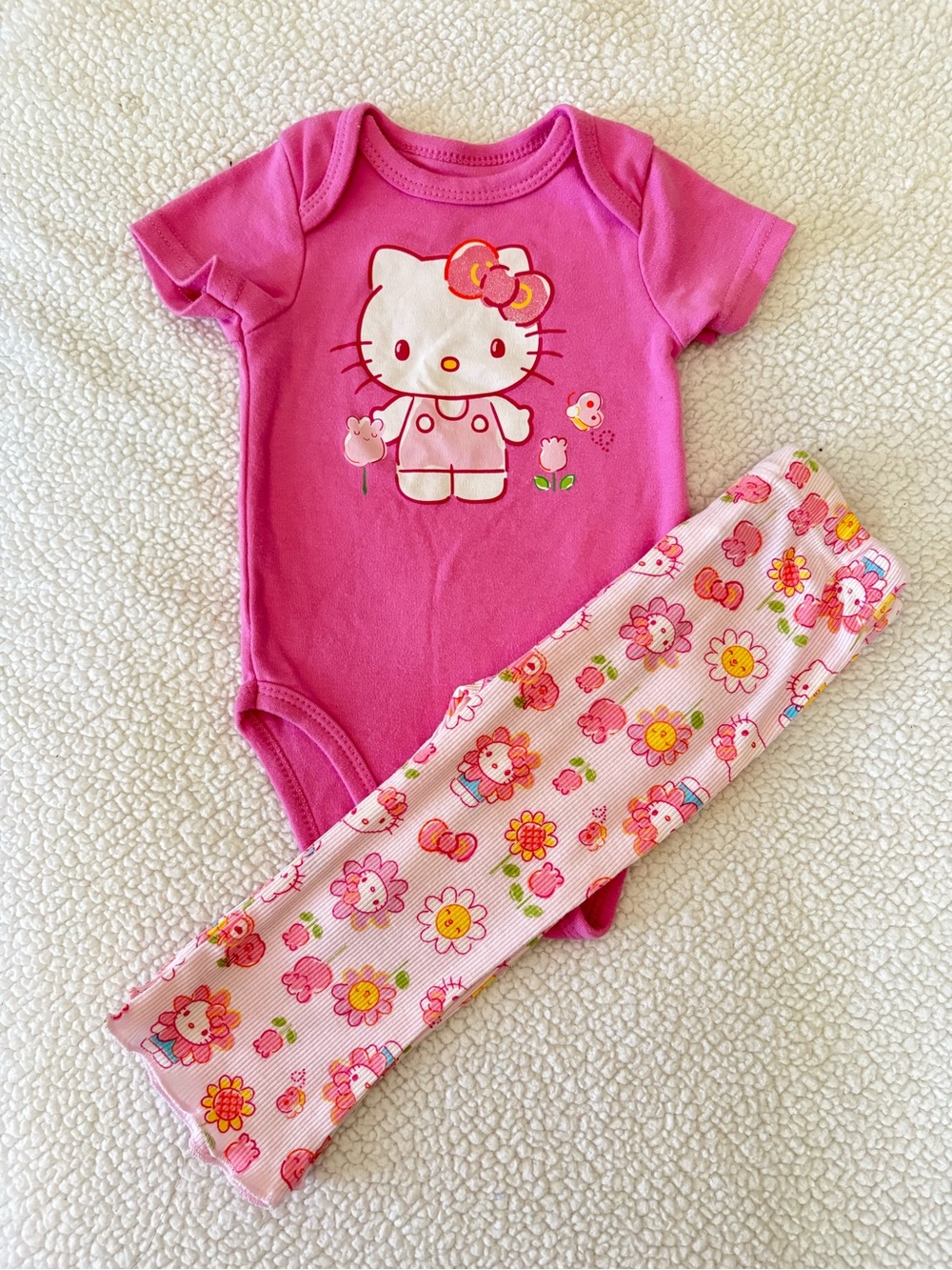Hello Kitty Hot Pink Bodysuit with Pink Floral Pants